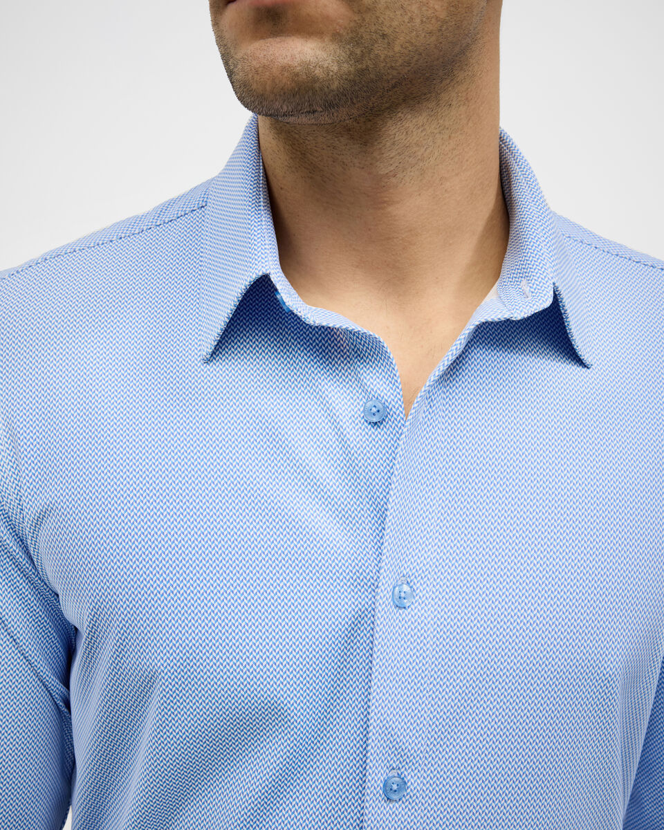 Micro-Geo Travel Long Sleeve Shirt, Blue, hi-res